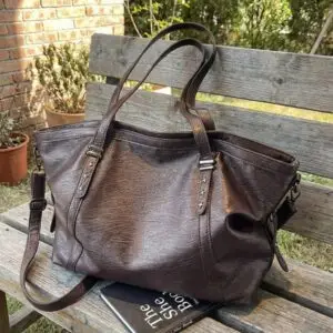 Grand sac à main femme pour les cours en Simili Cuir – Café