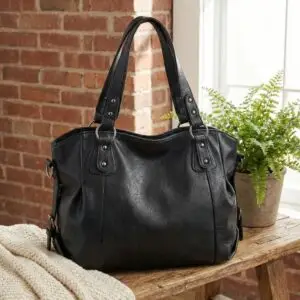 Sac de cours Cabas en Vegan Cuir – Noir