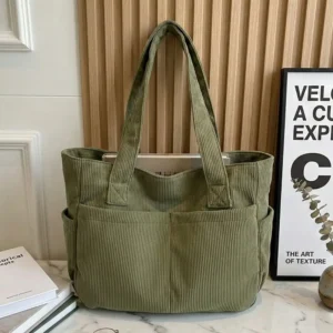 Sac de cours pour lycéenne en Velours Vert 1
