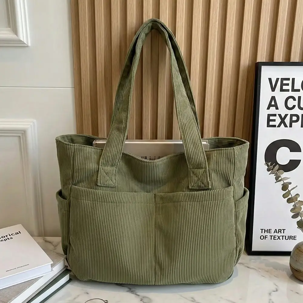 Sac de cours pour lycéenne en Velours Vert 1