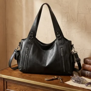 Sac en Simili cuir noir pour les cours sur table présenté